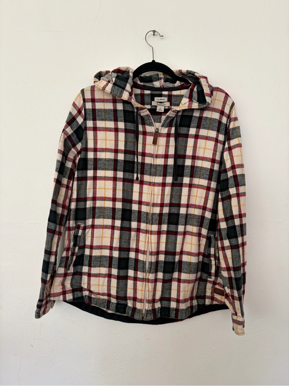L.L.Bean Plaid Hooded Fleece Zip-Up Jacket